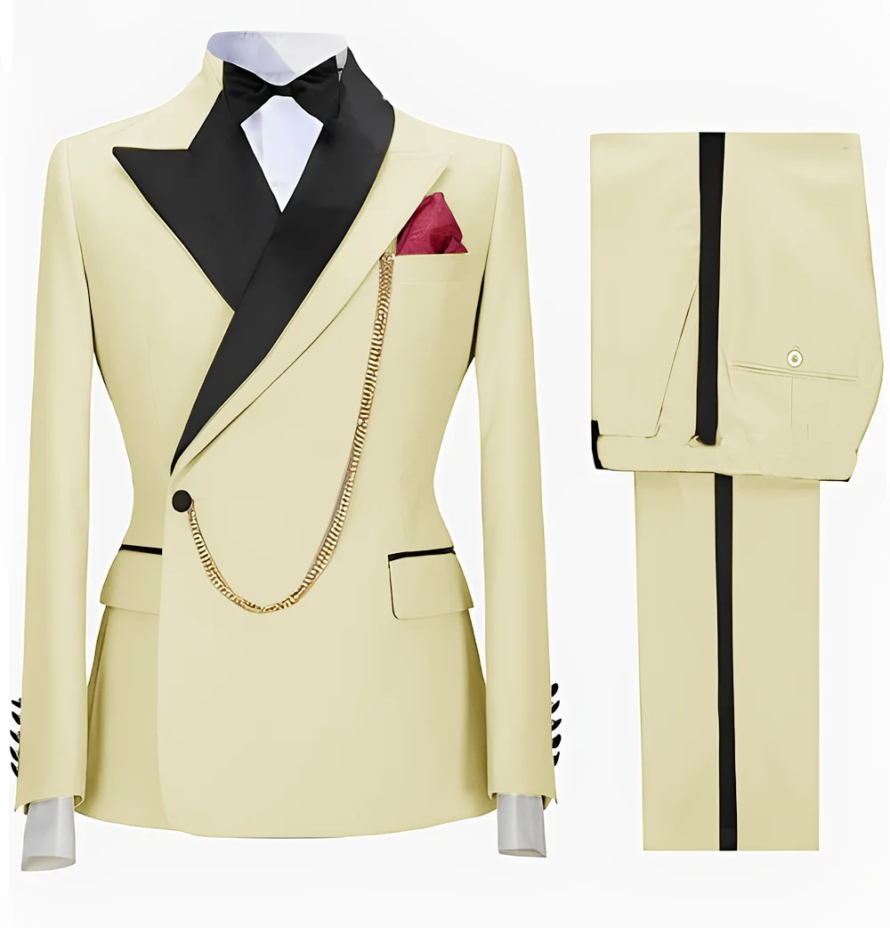 Suit For Men Wedding Groom Tuxedo Khaki Formal Blazer Pants 2 Piece Dinner Ball Dress Male Jacket Set Costume Homme Suit For Men Wedding Groom Tuxedo Khaki Formal Blazer Pants 2 Piece Dinner Ball Dress Male Jacket Set Costume Homme - Image 10