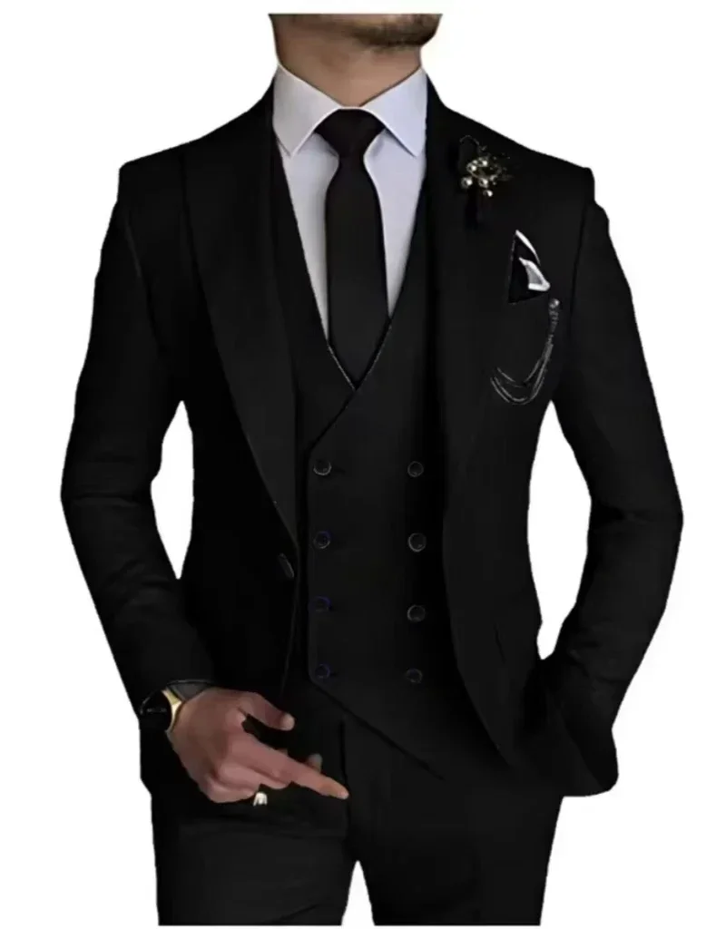 Herrenanzug Mit Spitzem Revers, 3-Teilig (Sakko, Weste, Hose) – Smoking Für Hochzeit Herrenanzug Mit Spitzem Revers, 3-Teilig (Sakko, Weste, Hose) – Smoking Für Hochzeit – Bild 17