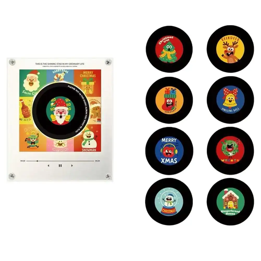Weihnachts-Vinyl-Plattenspieler Kühlschrank-Schallplatte Nfc Magnetisches Musikbox-Set, Mit 9 Vinyl-Stil-Scheiben, Geeignet Als Weihnachtsdekoration Und Geschenk Weihnachts-Vinyl-Plattenspieler Kühlschrank-Schallplatte Nfc Magnetisches Musikbox-Set, Mit 9 Vinyl-Stil-Scheiben, Geeignet Als Weihnachtsdekoration Und Geschenk - Image 3