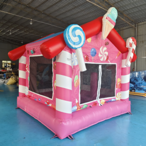 Beliebte rosa Hüpfburg „Candy Castles“ – Kommerzielles aufblasbares Trampolin für Kinder
