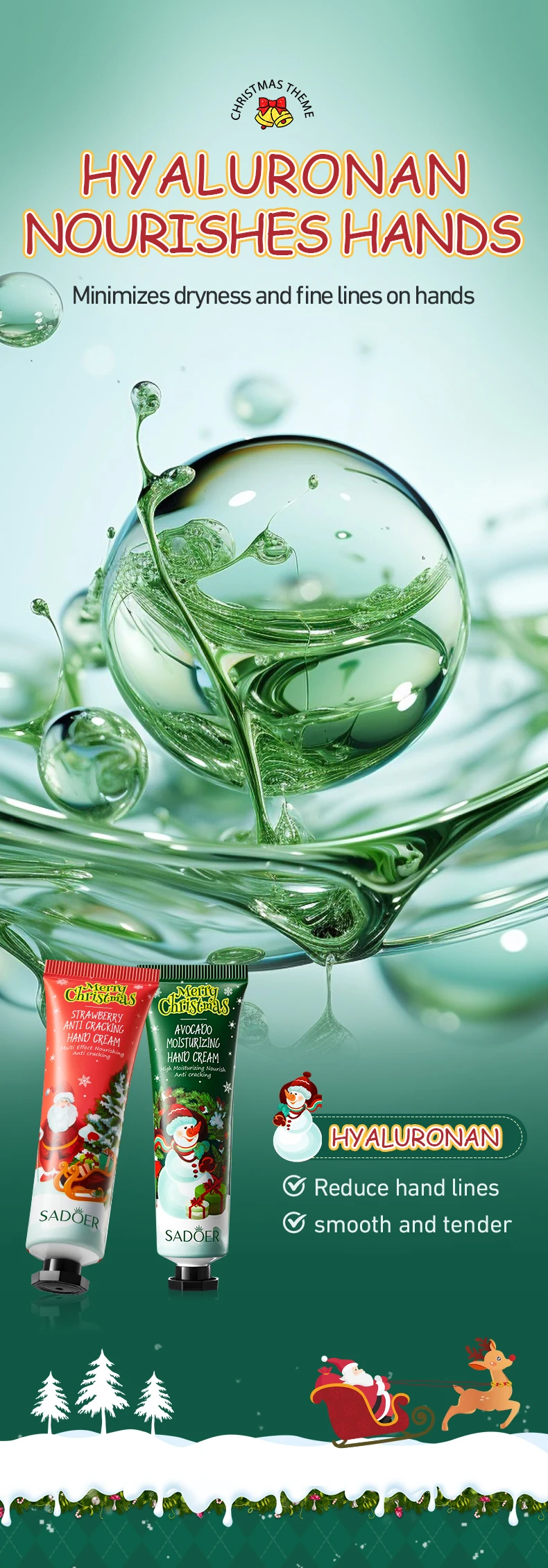 5 stücke SADOER Weihnachten Hand Creme Sets Feuchtigkeitsspendende Pflegende Bleaching Feuchtigkeitsspendende Anti-aging Hände Hautpflege Produkte - Image 5