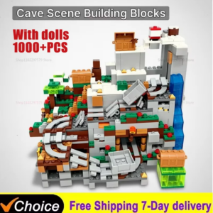 1000-teiliges DIY Schloss-Abenteuer Baukasten-Set mit Tieren, Minenwagen, Schienen, Wasserfall, Bäumen - Kreatives Spielzeug als Geburtstagsgeschenk
